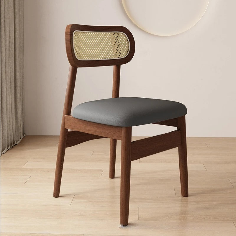 Simple and modern solid wood dining chair, leather or cloth seat