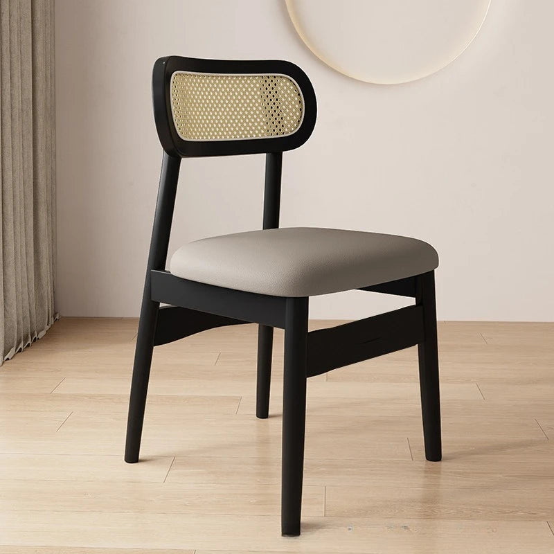 Simple and modern solid wood dining chair, leather or cloth seat