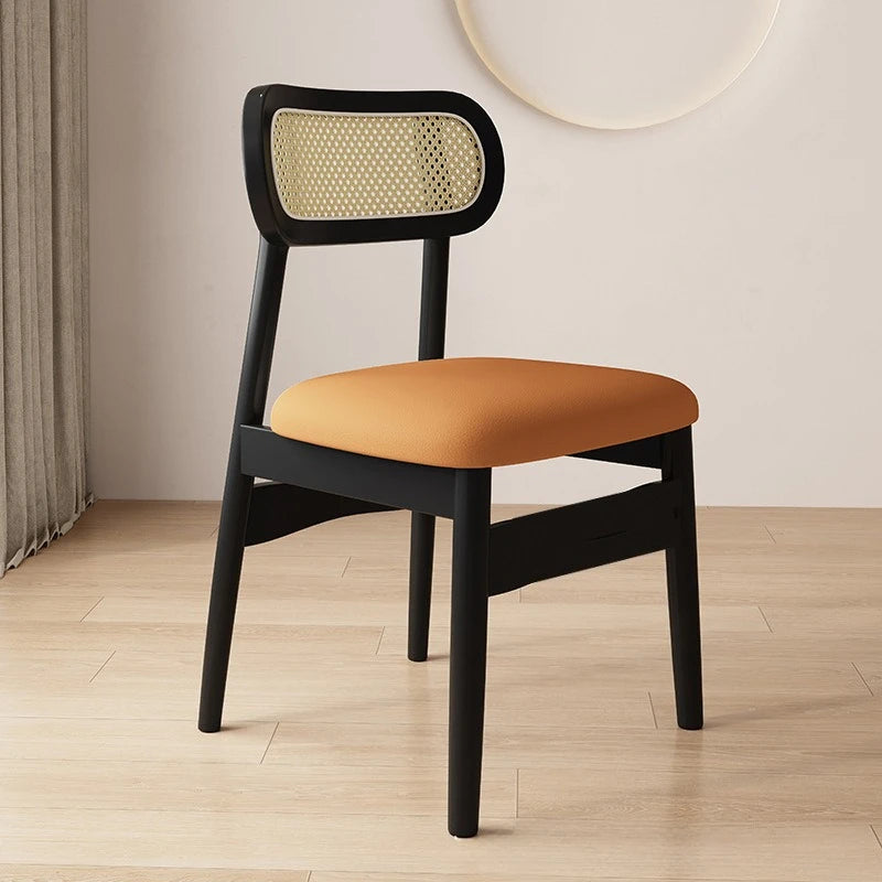 Simple and modern solid wood dining chair, leather or cloth seat
