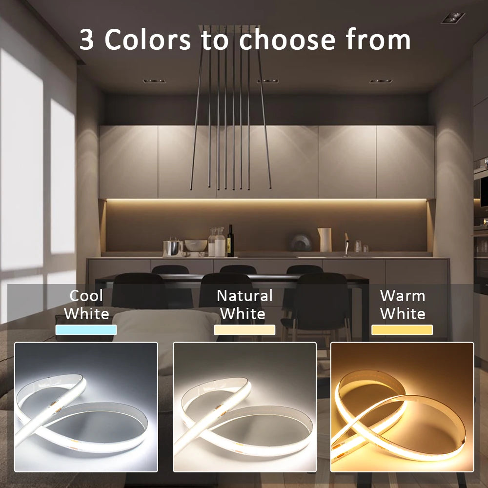 5V USB COB LED Strip Light 320 Leds/M Warm Natural
