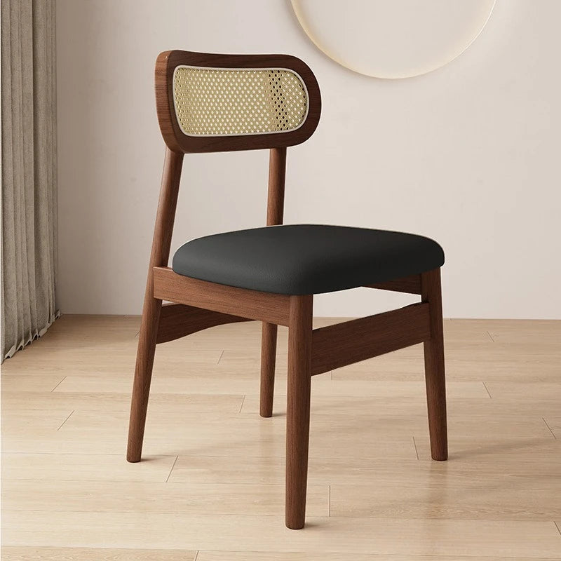 Simple and modern solid wood dining chair, leather or cloth seat