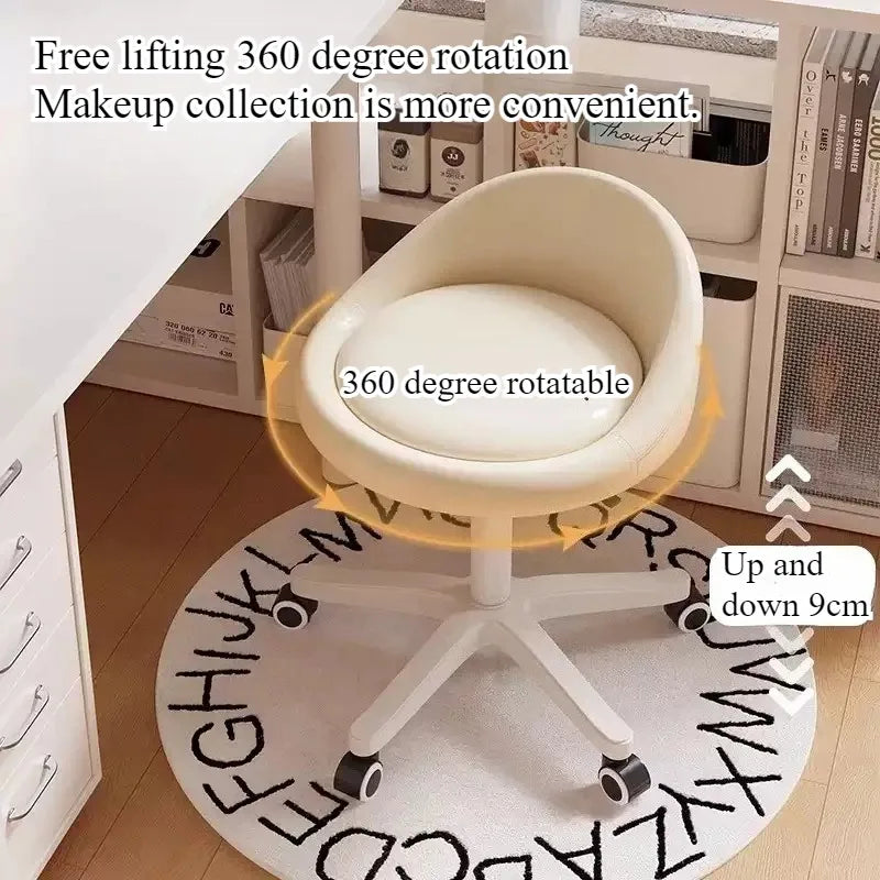 Bedroom backrest upholstery vanity stool cream
