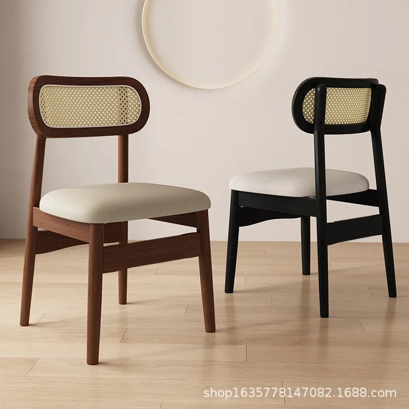 Simple and modern solid wood dining chair, leather or cloth seat