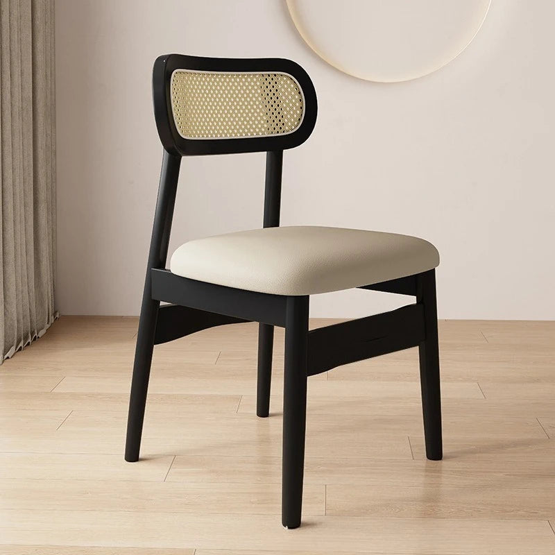 Simple and modern solid wood dining chair, leather or cloth seat