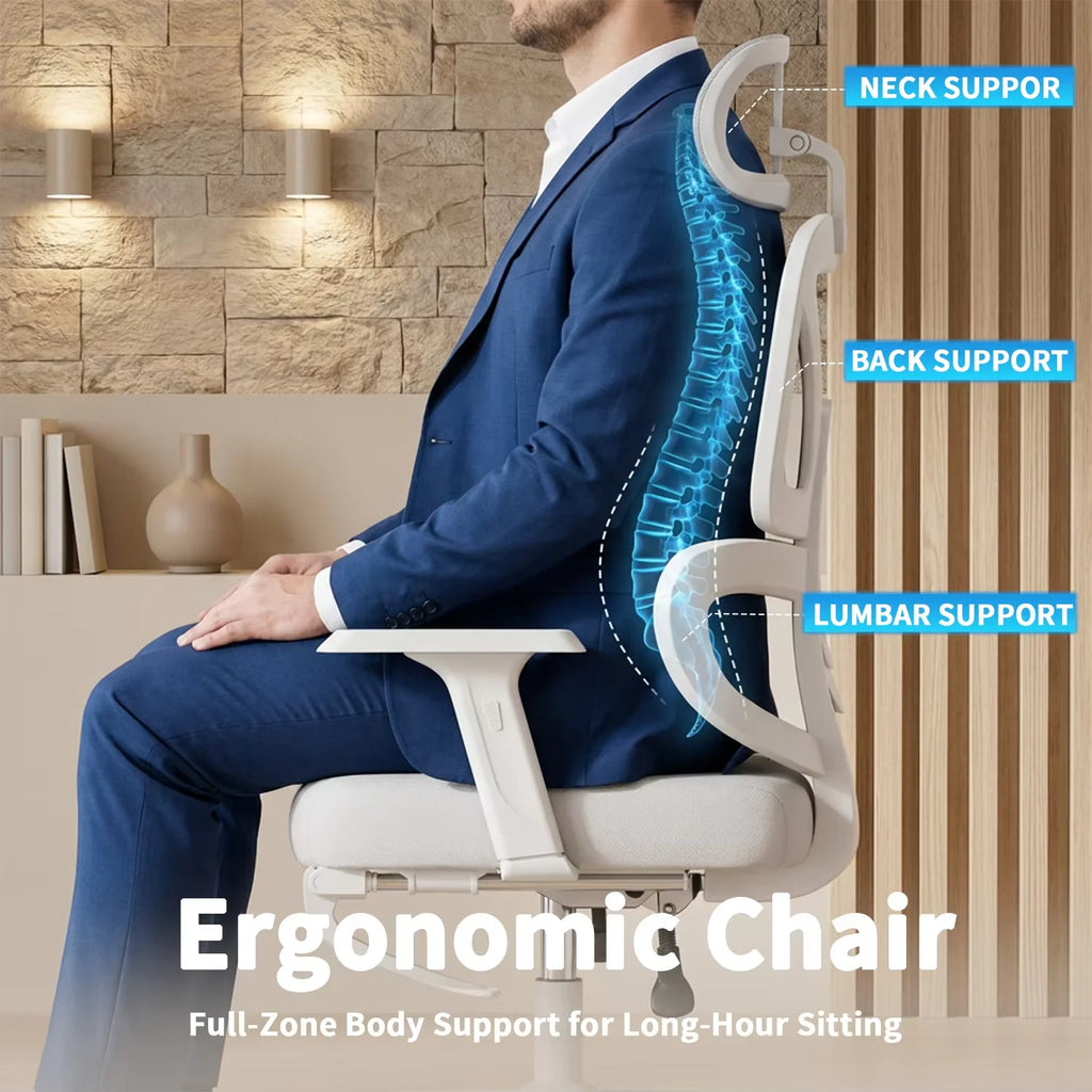 FRODROVIA Mesh Office Chair, Ergonomic Computer Chair with Footrest