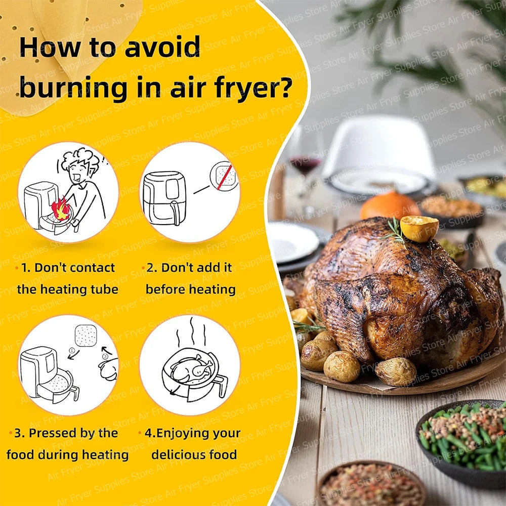 Air Fryer Disposable Paper Liners Non-Stick Perforated Parchment