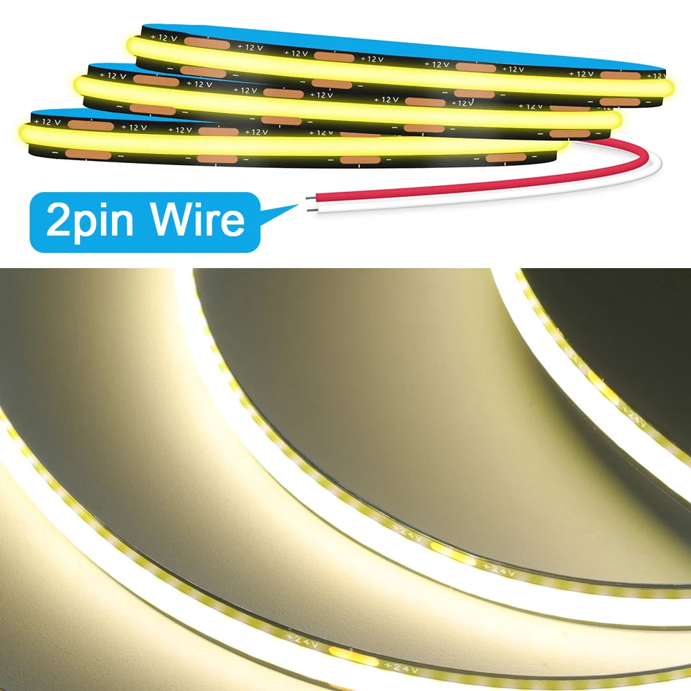 12V 24V Black PCB COB LED Strip Light