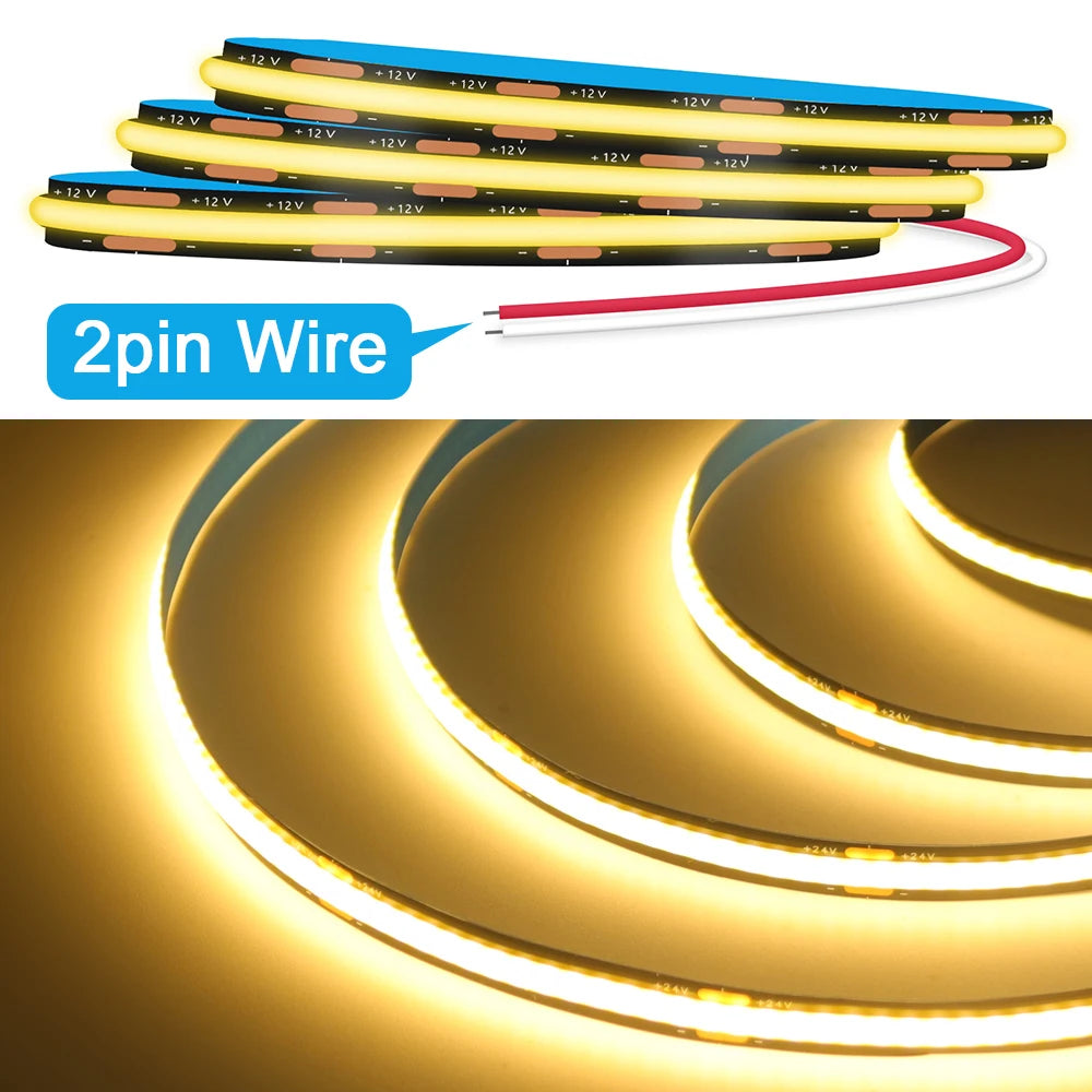 12V 24V Black PCB COB LED Strip Light