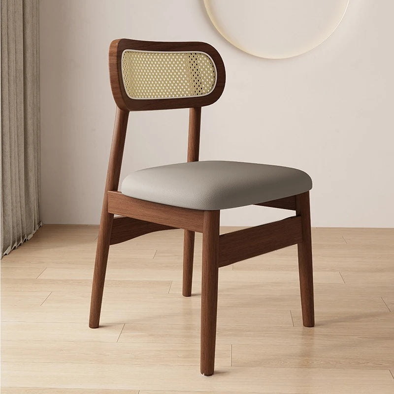 Simple and modern solid wood dining chair, leather or cloth seat