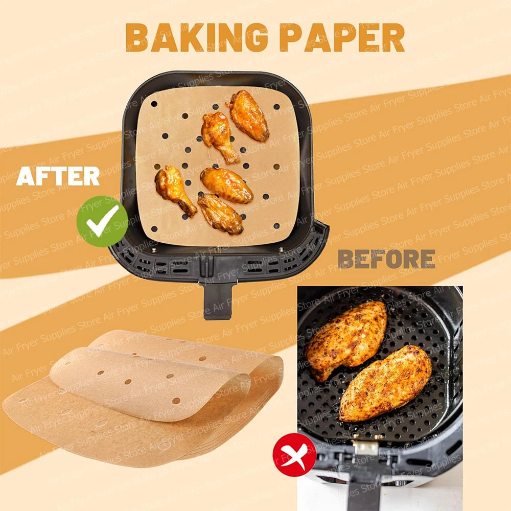 Air Fryer Disposable Paper Liners Non-Stick Perforated Parchment
