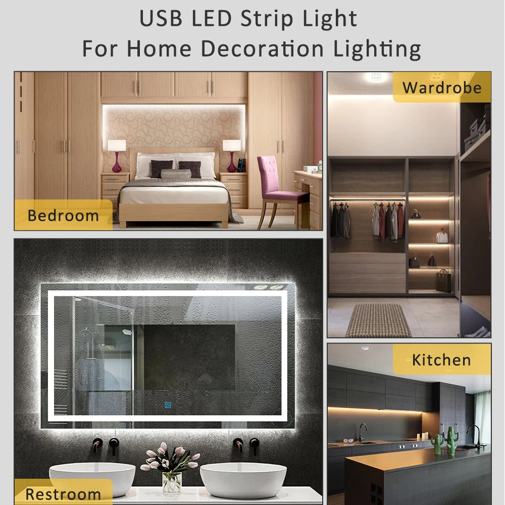 5V USB COB LED Strip Light 320 Leds/M Warm Natural