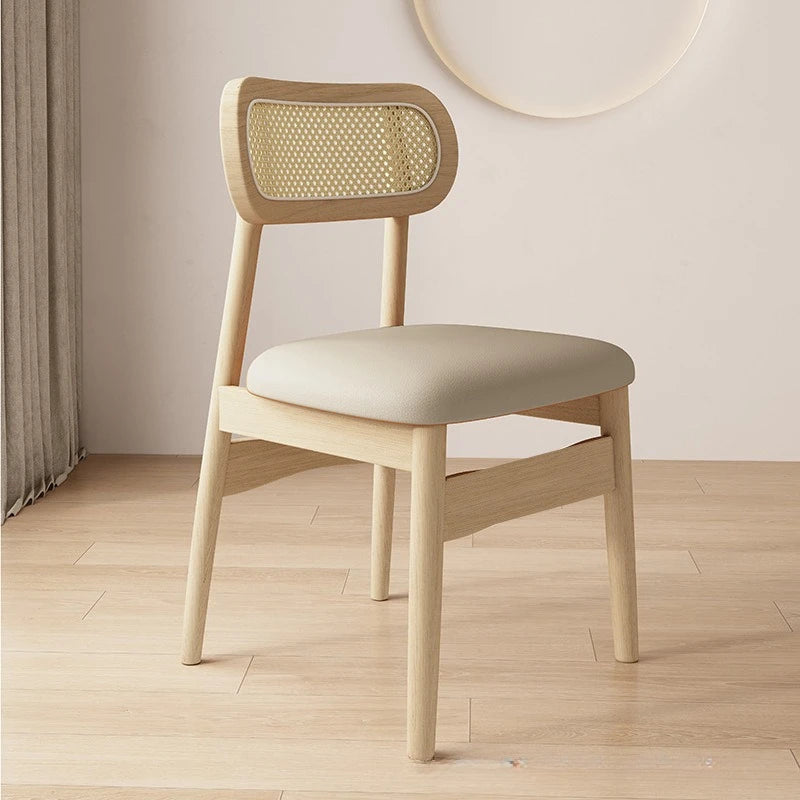 Simple and modern solid wood dining chair, leather or cloth seat