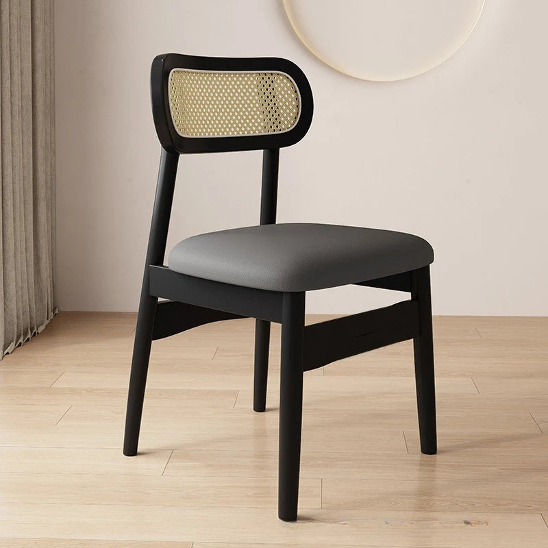 Simple and modern solid wood dining chair, leather or cloth seat
