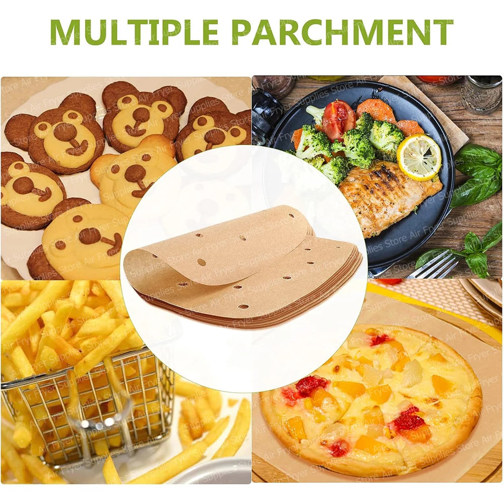 Air Fryer Disposable Paper Liners Non-Stick Perforated Parchment