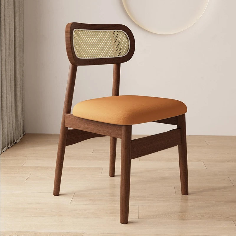 Simple and modern solid wood dining chair, leather or cloth seat
