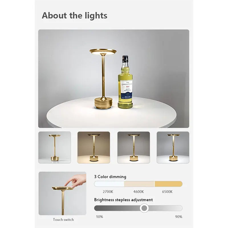 Lamp LED Night Light Brightness Stepless Adjustment 3 Color Dimming