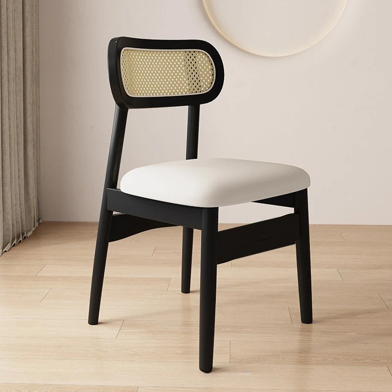 Simple and modern solid wood dining chair, leather or cloth seat
