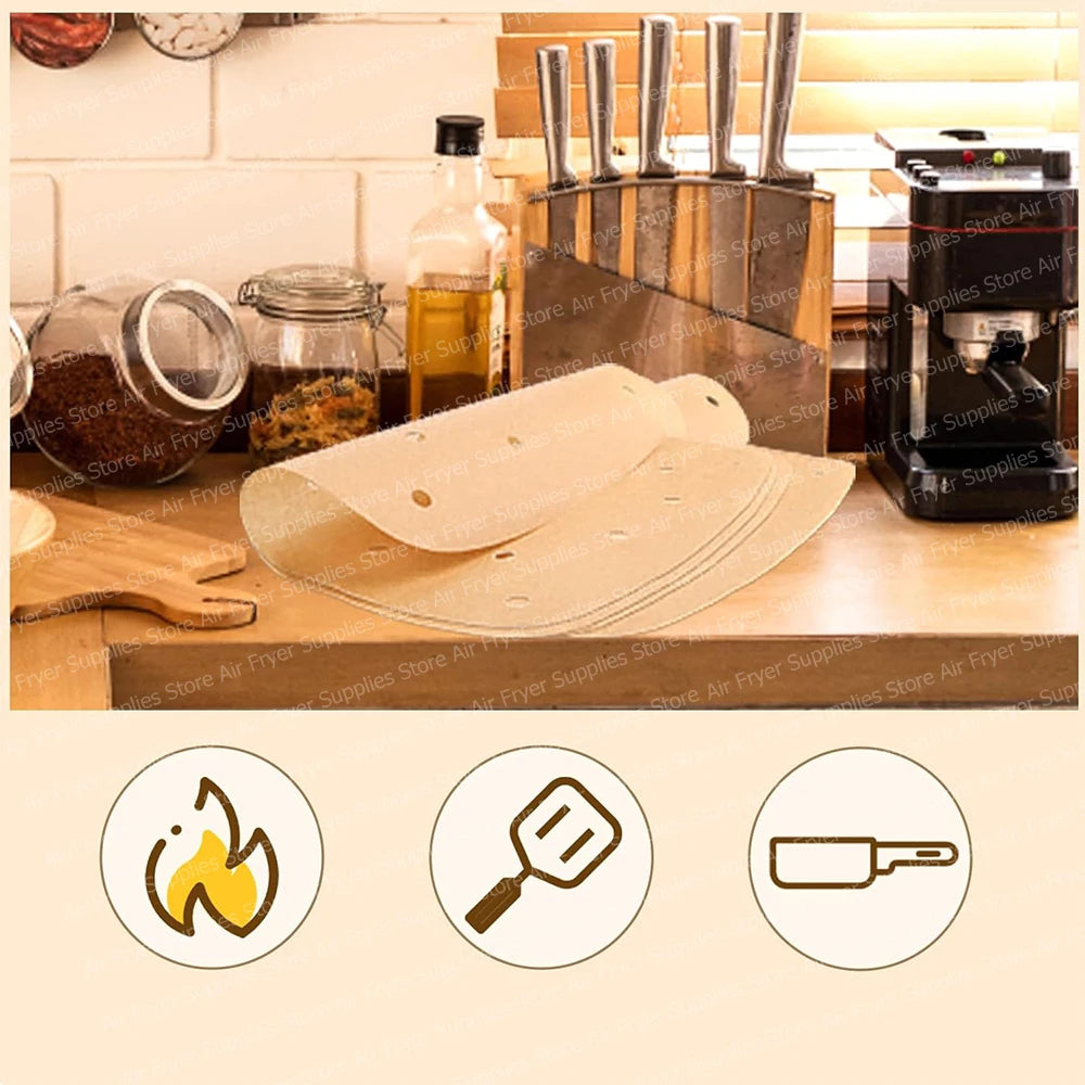 Air Fryer Disposable Paper Liners Non-Stick Perforated Parchment
