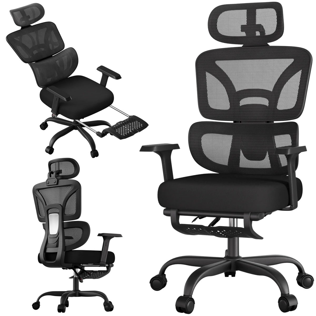 FRODROVIA Mesh Office Chair, Ergonomic Computer Chair with Footrest