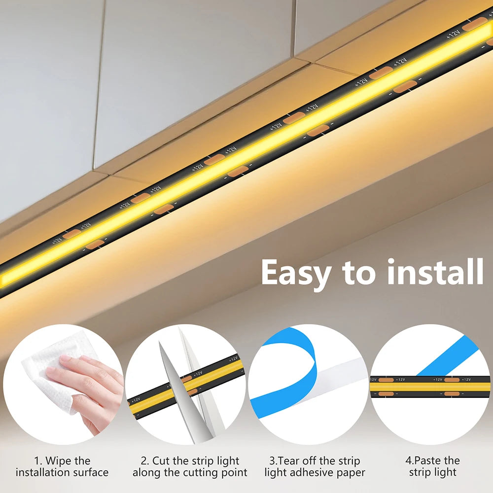 12V 24V Black PCB COB LED Strip Light