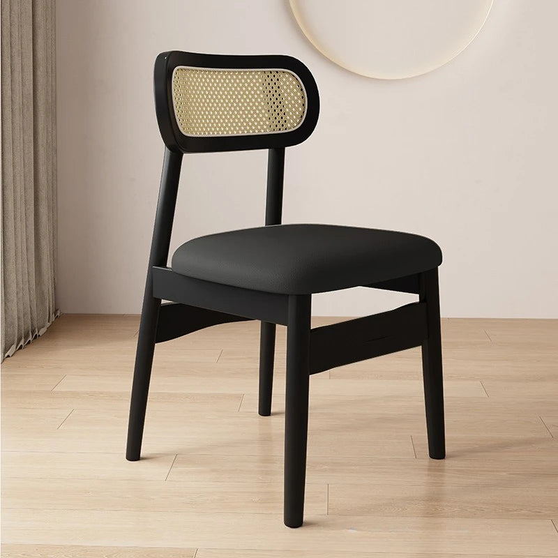 Simple and modern solid wood dining chair, leather or cloth seat