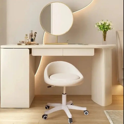 Bedroom backrest upholstery vanity stool cream