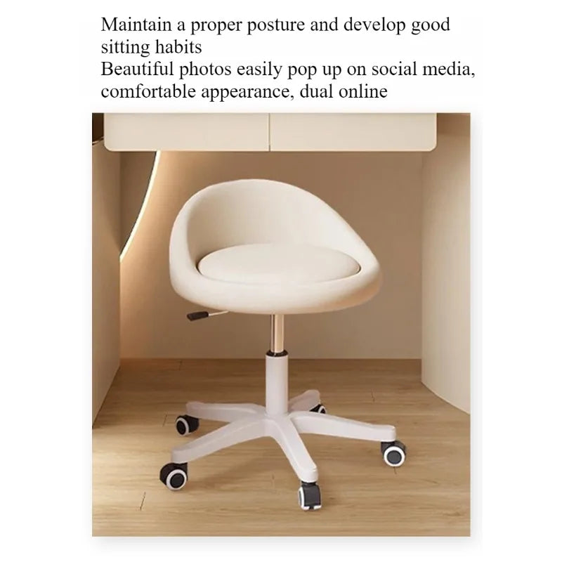 Bedroom backrest upholstery vanity stool cream