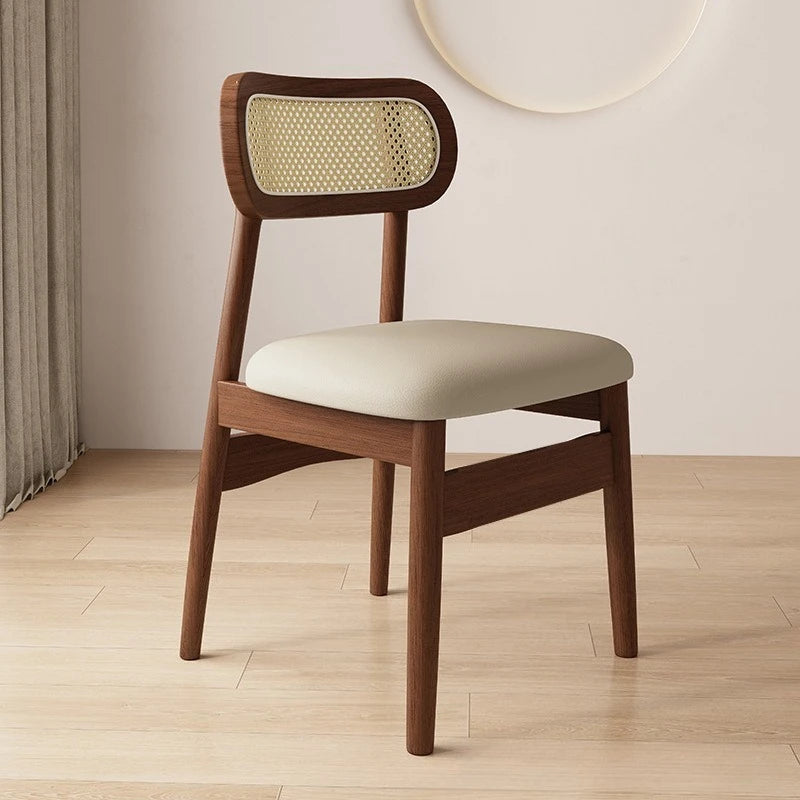 Simple and modern solid wood dining chair, leather or cloth seat