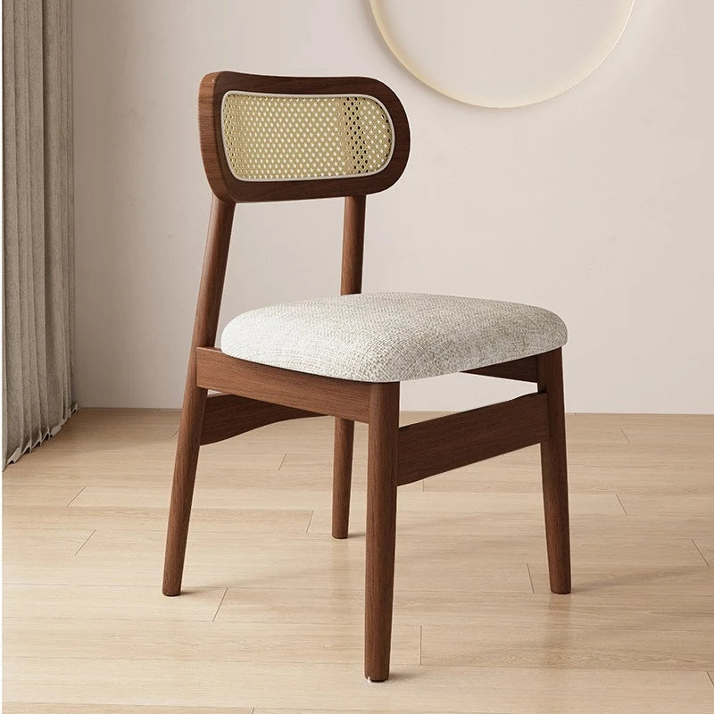 Simple and modern solid wood dining chair, leather or cloth seat