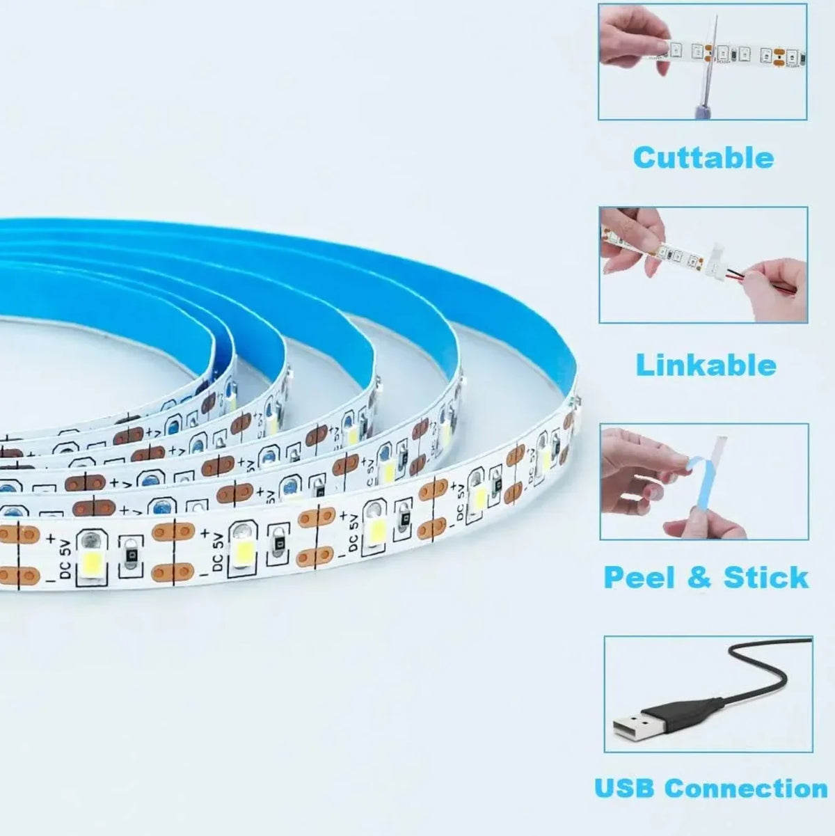 DC 5V USB LED Strips 2835 White Warm White LED Strip