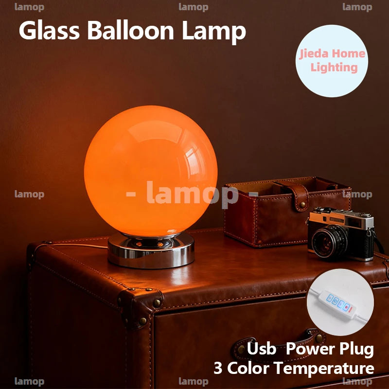 Murano Glass Desk Lamp USB Powered Glass Table